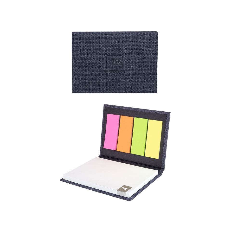 Dark grey adhesive note pad with GLOCK Perfection logo